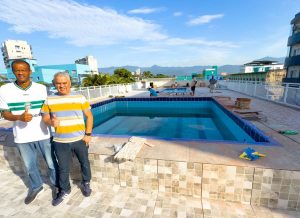Obras das piscinas na Colônia de Férias em Praia Grande estão em ritmo acelerado